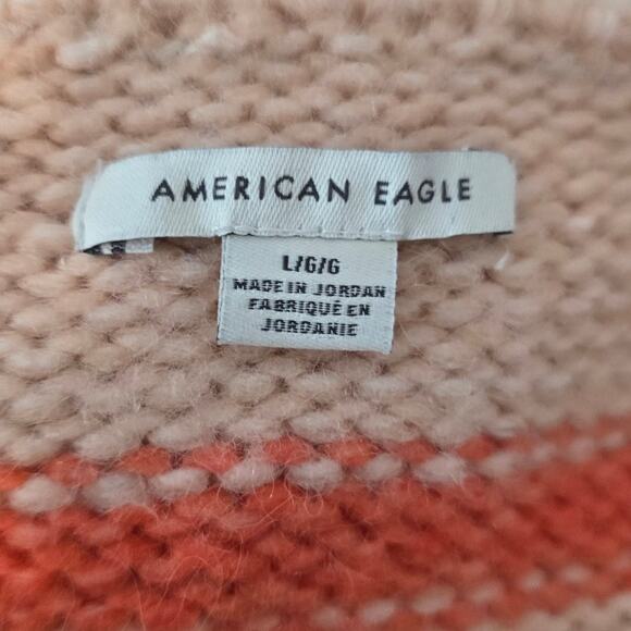 American Eagle Orange Pink Heathered Gray Cropped Women's Sweater Jacket L - Picture 3 of 3
